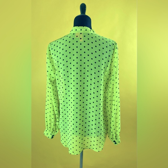 Forever 21 Sheer Lime Green Polka Dot Hi-Low Blouse Women’s Size Medium - Picture 10 of 10